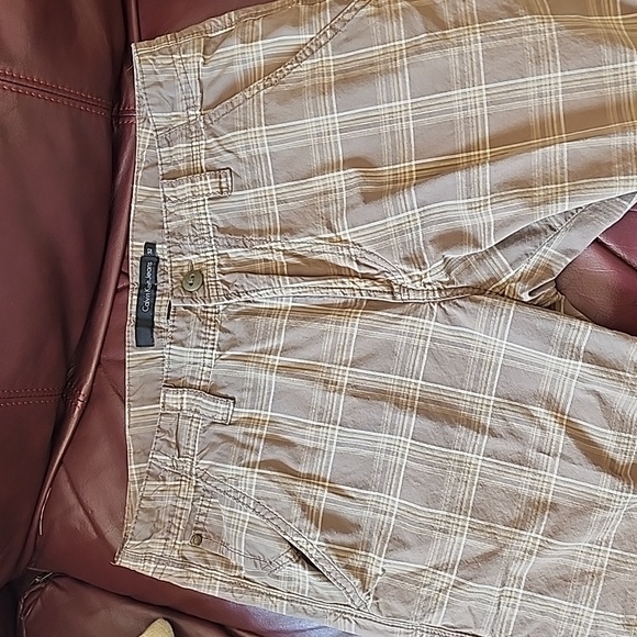 Men's, Shorts, Plaid, Green/Beige Size 32 - Picture 3 of 6